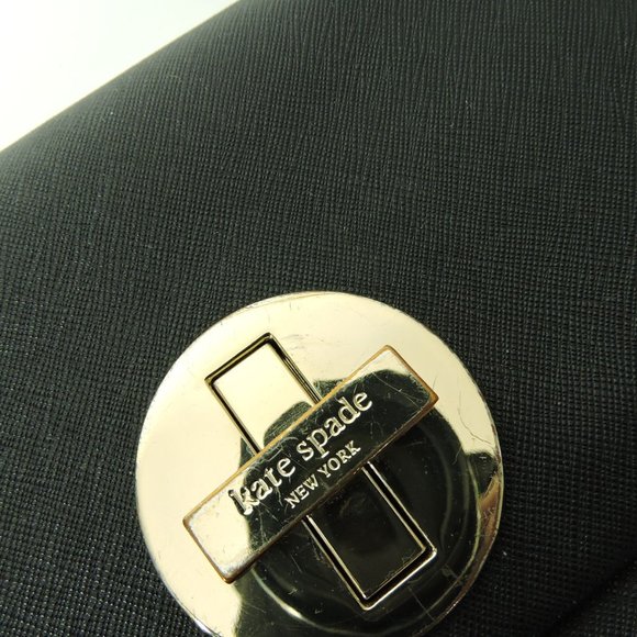 Kate Spade Black Saffiano Leather Cross body Shoulder Bag purse Clutch Sally - Picture 7 of 10